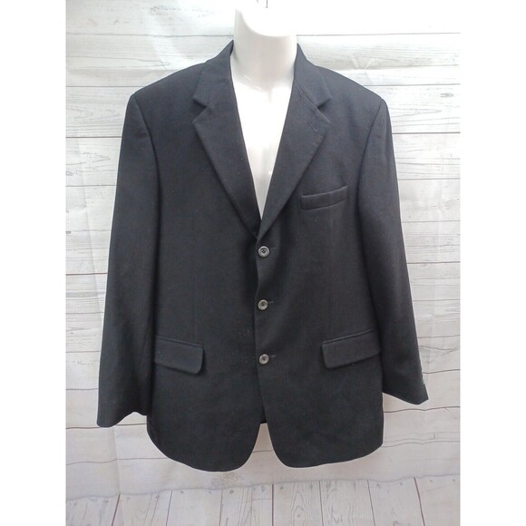 Jos A Bank Mens Sz 41R Solid Black 100% Cashmere Sport Coat Blazer Jacket - Picture 1 of 8